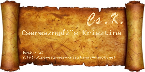 Cseresznyés Krisztina névjegykártya